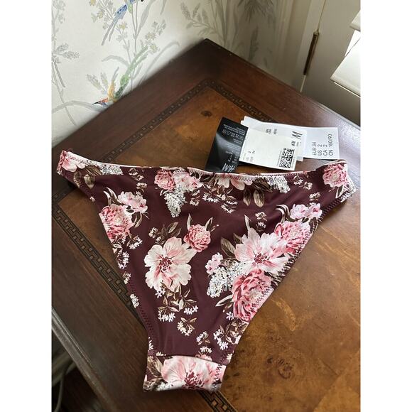 New With Tag H&M Bikini Bottom Womens size 2 Purple Floral Swim - Picture 2 of 5